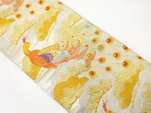 アンティーク　孔雀に笠松模様織り出し袋帯（材料）